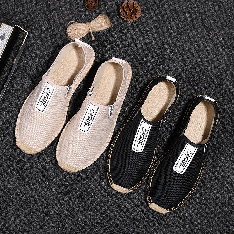Espadrille Slip On - Sapatos Casuais Masculinos de Linho, Mocassins,